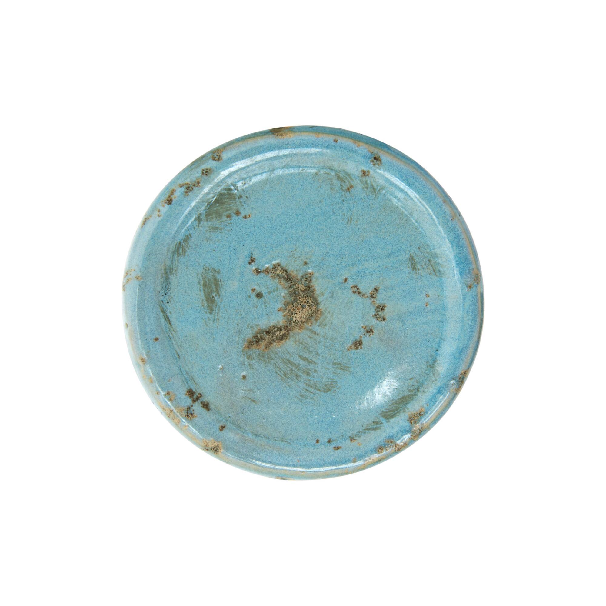 Hello Honey® 5" Distressed Blue Terracotta Pillar Candleholder
